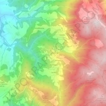 Topografische kaart Lamole, hoogte, reliëf
