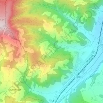 Topografische kaart Ronach, hoogte, reliëf