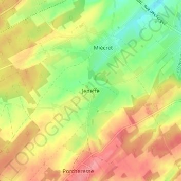 Topografische kaart Jeneffe, hoogte, reliëf