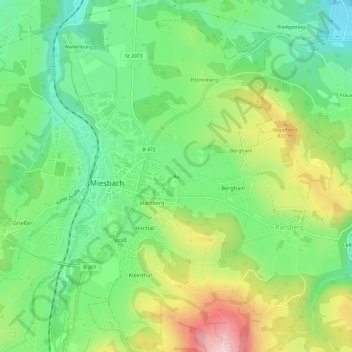 Topografische kaart Au, hoogte, reliëf