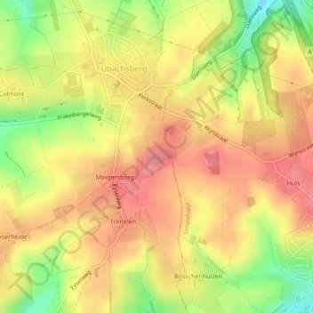 Topografische kaart Vrouwenheide, hoogte, reliëf