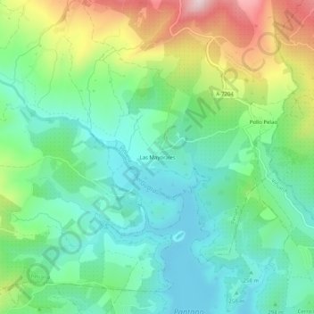 Topografische kaart Las Mayorales, hoogte, reliëf