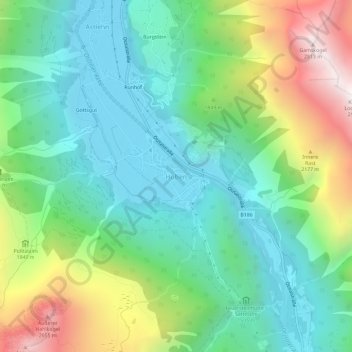 Topografische kaart Huben, hoogte, reliëf