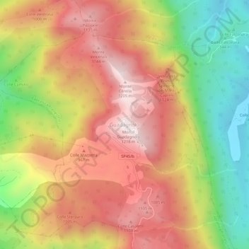 Topografische kaart Guadagnolo, hoogte, reliëf