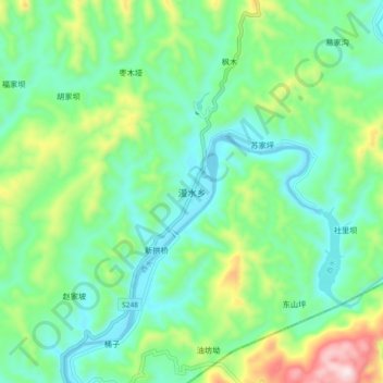Topografische kaart 漫水乡, hoogte, reliëf