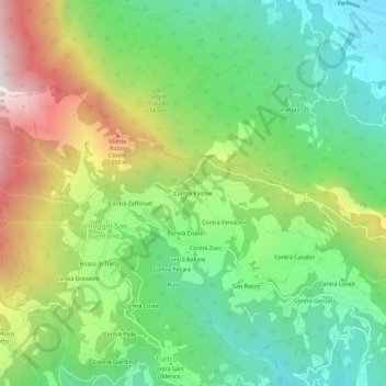 Topografische kaart Contrà Falzoie, hoogte, reliëf