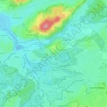 Topografische kaart Halden, hoogte, reliëf