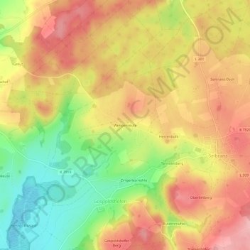 Topografische kaart Wengenreute, hoogte, reliëf