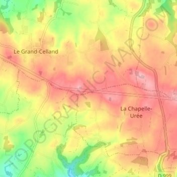 Topografische kaart Le Frechot, hoogte, reliëf