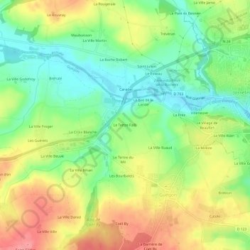 Topografische kaart Le Tertre Failli, hoogte, reliëf