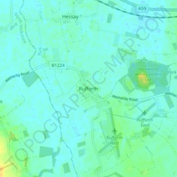 Topografische kaart Rufforth, hoogte, reliëf