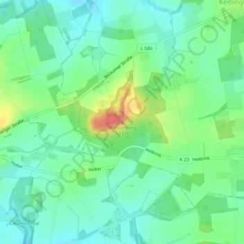 Topografische kaart Mackenberg, hoogte, reliëf