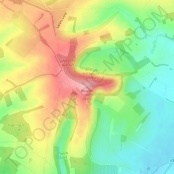 Topografische kaart Beacon Hill, hoogte, reliëf