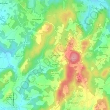 Topografische kaart La Churlerie, hoogte, reliëf