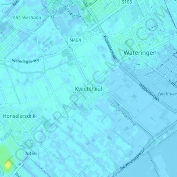 Topografische kaart Kwintsheul, hoogte, reliëf