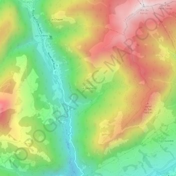 Topografische kaart Le Tandieu, hoogte, reliëf