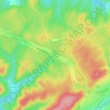 Topografische kaart La Tranchée de Docelles, hoogte, reliëf