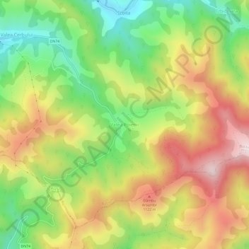 Topografische kaart Valea Poienii, hoogte, reliëf