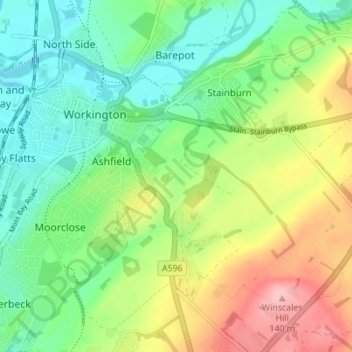 Topografische kaart Schoose, hoogte, reliëf