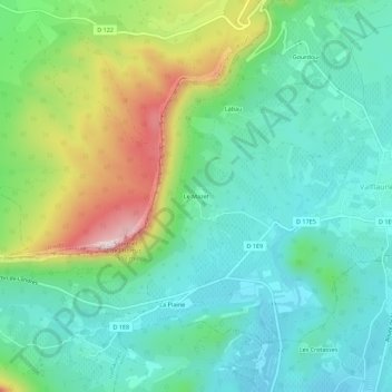 Topografische kaart Le Mazet, hoogte, reliëf