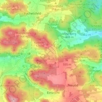 Topografische kaart Höfling, hoogte, reliëf