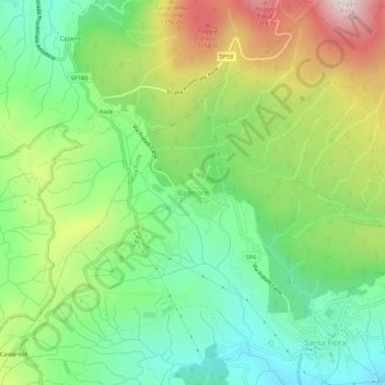Topografische kaart Bagnore, hoogte, reliëf