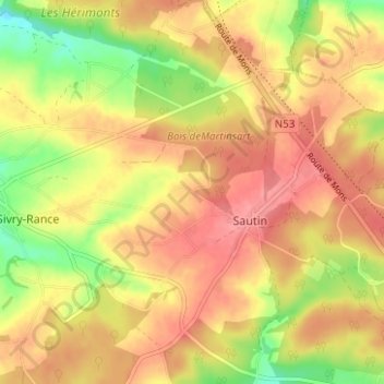 Topografische kaart Les Culots, hoogte, reliëf