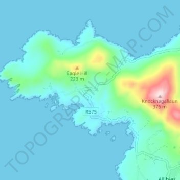 Topografische kaart Ballaghacahereen, hoogte, reliëf