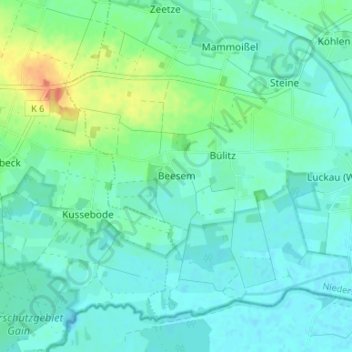 Topografische kaart Beesem, hoogte, reliëf