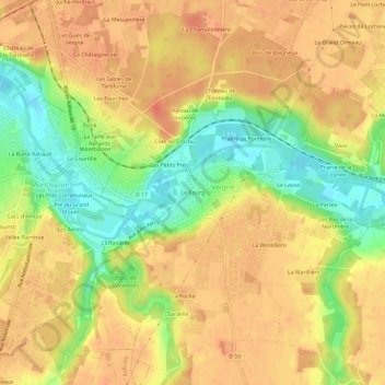 Topografische kaart Le Bourg, hoogte, reliëf