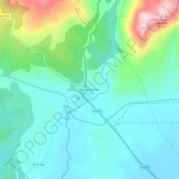 Topografische kaart Ramacastañas, hoogte, reliëf