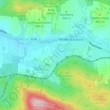 Topografische kaart Viehbig, hoogte, reliëf