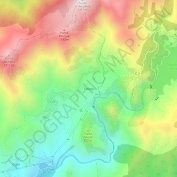 Topografische kaart Chialza, hoogte, reliëf