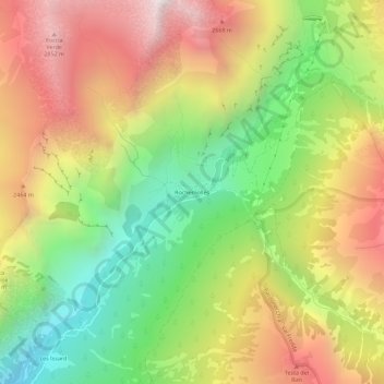Topografische kaart Rochemolles, hoogte, reliëf