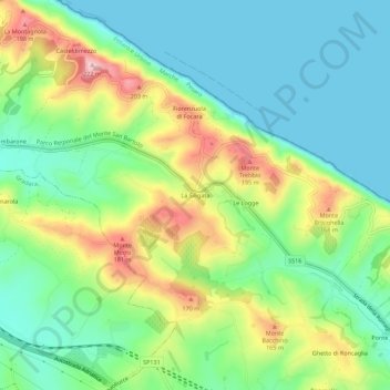 Topografische kaart La Siligata, hoogte, reliëf