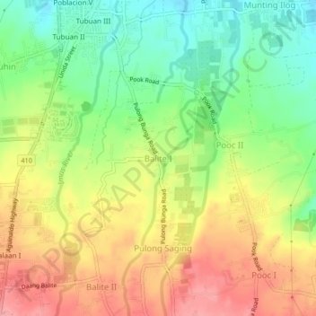 Topografische kaart Balite I, hoogte, reliëf