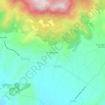Topografische kaart Sarsamarcuello, hoogte, reliëf