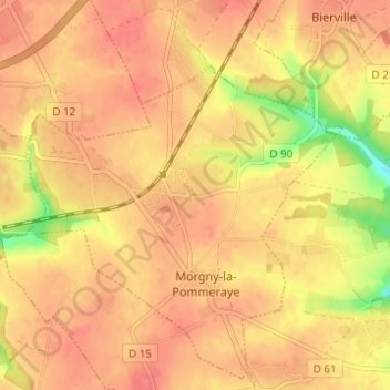 Topografische kaart Mondétour, hoogte, reliëf