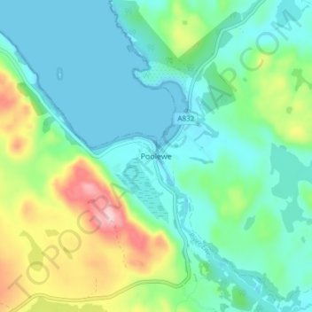 Topografische kaart Poolewe, hoogte, reliëf