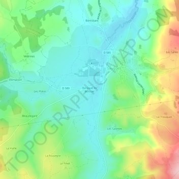 Topografische kaart Baraque de Boissier, hoogte, reliëf