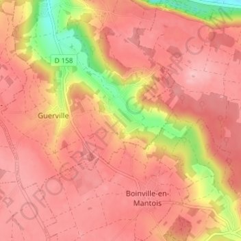 Topografische kaart Senneville, hoogte, reliëf