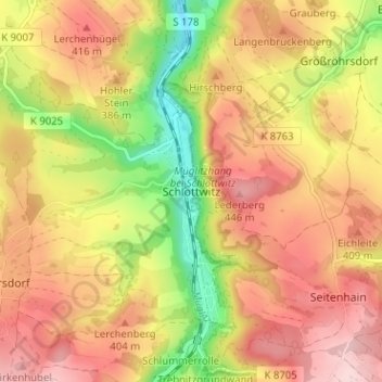Topografische kaart Schlottwitz, hoogte, reliëf