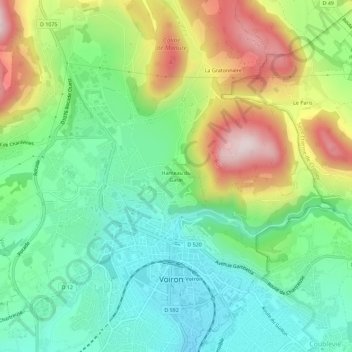 Topografische kaart Hameau du Garat, hoogte, reliëf