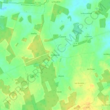 Topografische kaart Le Mineroy, hoogte, reliëf