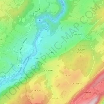 Topografische kaart Spey, hoogte, reliëf