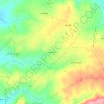 Topografische kaart Maceirinha, hoogte, reliëf