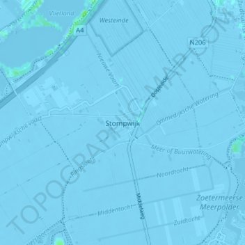 Topografische kaart Stompwijk, hoogte, reliëf