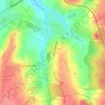 Topografische kaart Cité Bougard, hoogte, reliëf