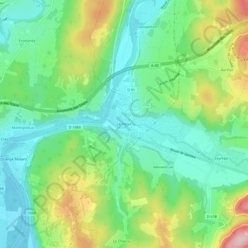 Topografische kaart Le Pelan, hoogte, reliëf