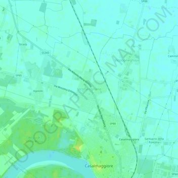 Topografische kaart Vicobellignano, hoogte, reliëf